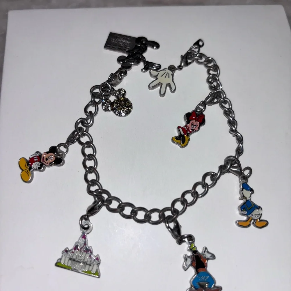 Disney Charm Bracelets with Mickey & Friends Charms - Silver Tone, Red Accent